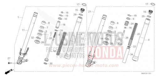 FOURCHETTE AVANT (CBR500RAN/P) CBR500RAN de 2022